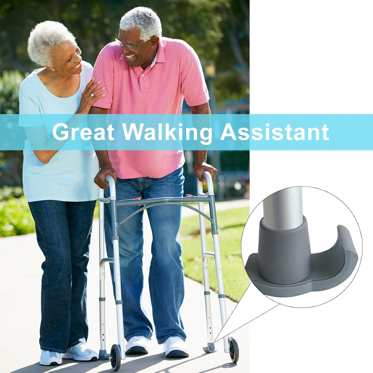 Dotday 4 Pack Walker Skis Glides, Universal Walker Accessories for Seniors | Walker Glides for Folding Walker, Durable Easy-Glide Mobility Aid, Walker Feet Replacement, Universal 1-1/8 inch, Gray