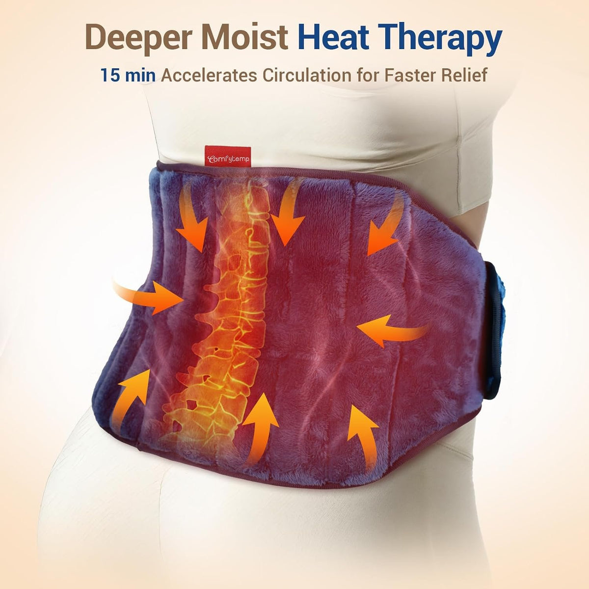 Comfytemp Microwavable Moist Heating Pad for Back and Waist Pain Relief | FSA Eligible HSA Warm Compress for Sciatica, Lower Back, Period Cramps, Hot Therapy for Women, Men, Home Office, Comfort Gift