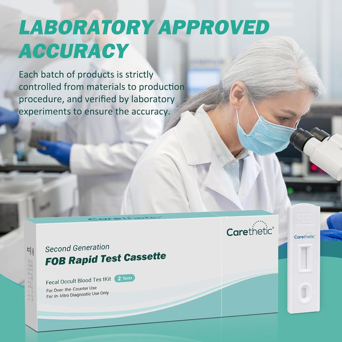 Carethetic Immunochemical Fecal Occult Blood (iFOB) Screening Kit - Easy-to-Use at Home Colorectal Health Test (2 Pack)