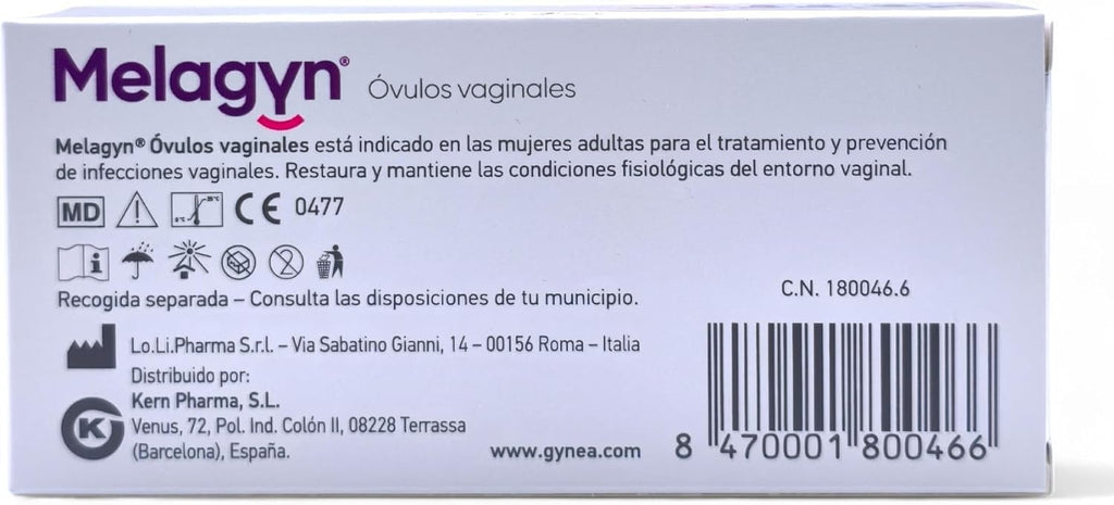 Gynea Melagyn Vaginal Eggs - 10 Vaginal Eggs with Aloe Vera and Lactic Acid - Treatment for Vaginal Infections and Candidiasis - Moisturizing, Soothing and PH Restorative