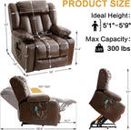 PARKOL Leather Power Lift Recliner Chair for Elderly and Adults | 8-point massage, lumbar heat, silent motor, water-resistant PU leather, USB charging and cup holders, easy assembly