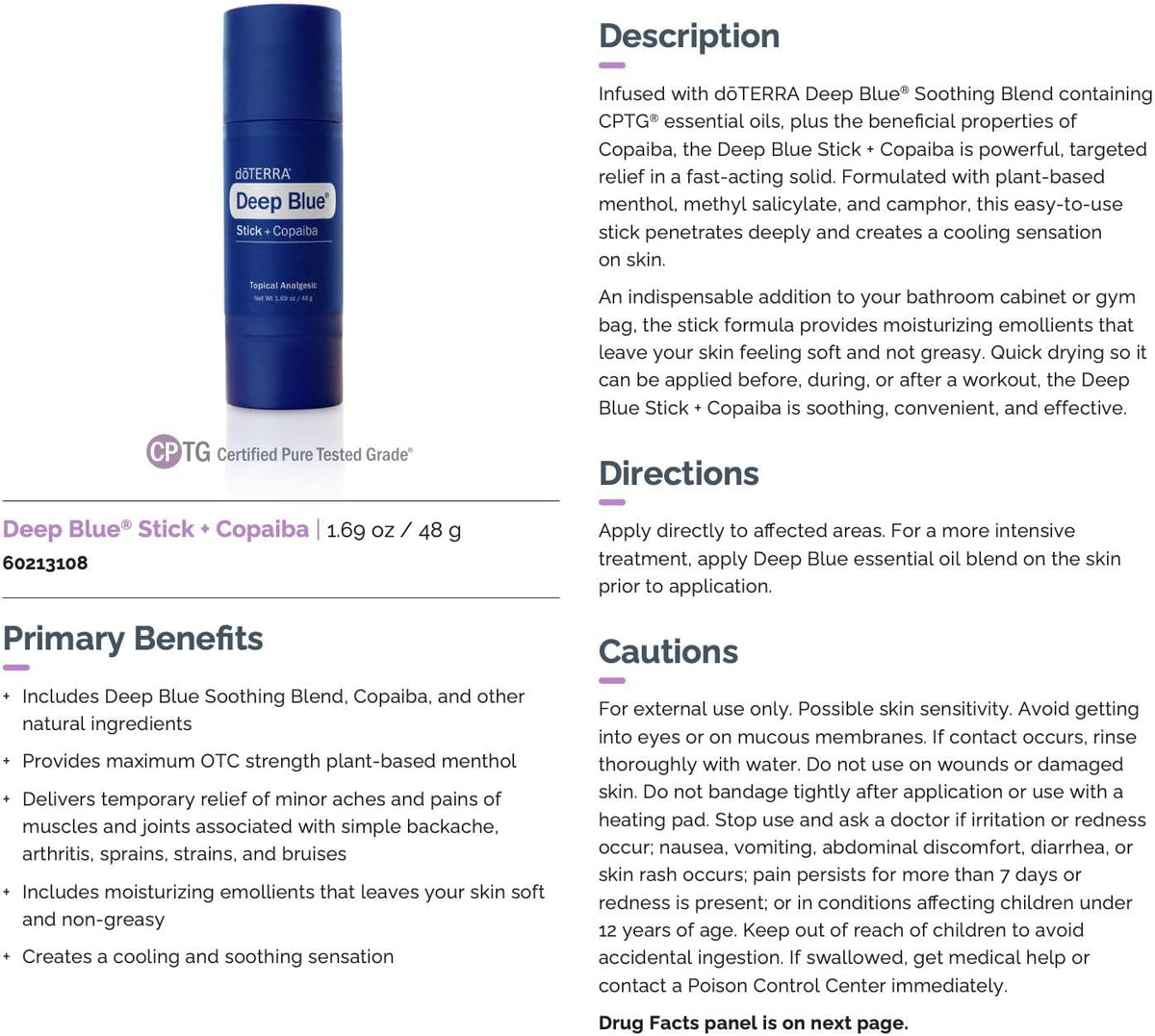 doTERRA Deep Blue Stick - 2 Pack