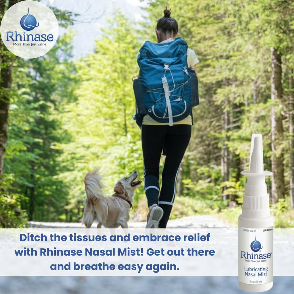 Rhinase Allergy Relief Saline Nasal Spray – Steroid Free, Dual Wetting Agent & Salt Formulation, 300 Sprays for Dry Nose, Allergy, nosebleeds from Nasal Dryness