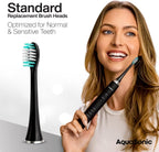 AquaSonic Genuine Standard Replacement Brush Heads | ADA Accepted | for Normal & Sensitive Teeth | Compatible with Many AquaSonic Toothbrush Handles (2 Pack Black)