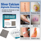 Ceeport Ag Silver Calcium Alginate Wound Dressings 5 x 5 cm 12 Individual Packs, Highly Absorbent Painless Removal Dressings, Soft Silver Dressing for the