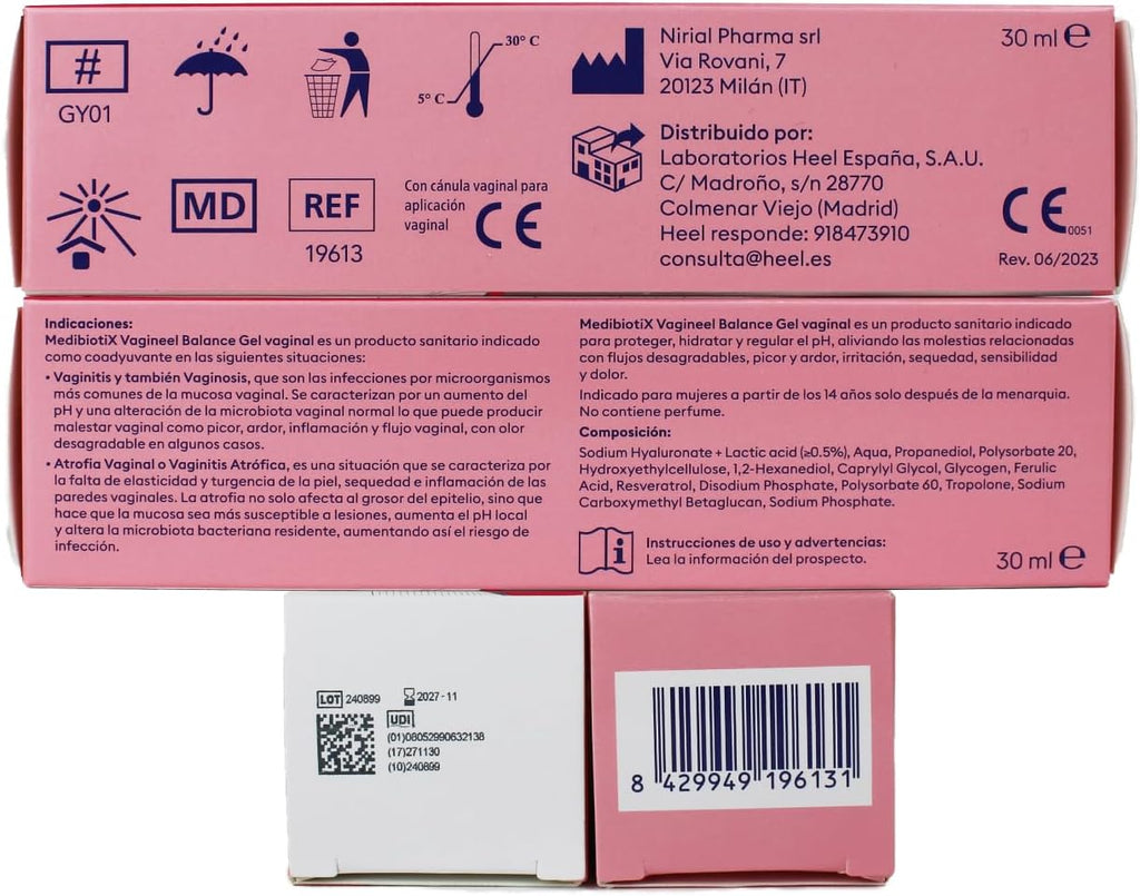 MedibiotiX – Vagineel Balance, with hyaluronic acid, glycogen and lactic acid - Protects, moisturizes and regulates vaginal pH – Vaginal Microbiota Balance and Daily Comfort – Gel with cannula