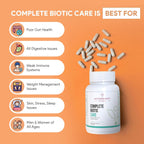 Autoimmunity Care Complete Biotic Care – 3-in-1 Pre Pro & Post Biotic Supplement | Prebiotics + Probiotics Supplement with Postbiotics, for Women & Men | Digestion Improve Supplement, Gut & Immunity | 60 Caps (30 dose)