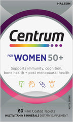 Centrum Women 50+, Multi Vitamin & Minerals Supplement, 60 Tablets | Supports Immunity, Cognition, Bone Health + Post Menopausal Health