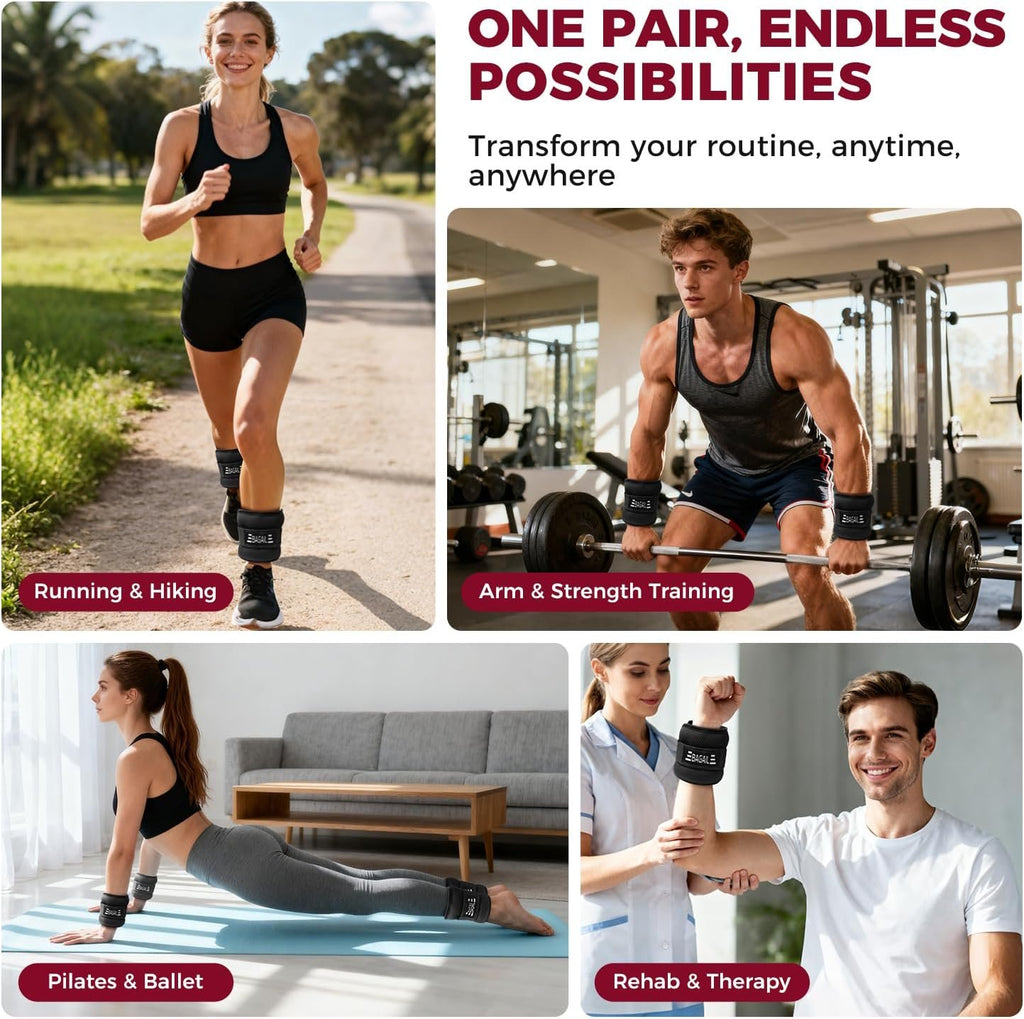 BAGAIL Ankle Wrist Weights for Women & Men, A Pair of 1/2/4/6/8/10 lbs
