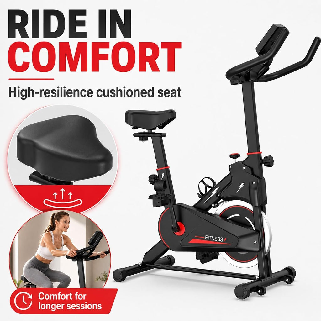 Exercise Bike with Monitor, Stationary Bikes for Home Gym Cardio, Adjustable Resistance, Indoor Cycling Bike, Comfortable Seat, 350 LBS Capacity