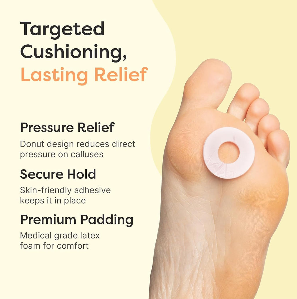 ZenToes Callus Cushions, Water-Resistant Adhesive Corn Pads, 48 Count | Soft foam protects heels & toes from friction, stays on through showers, for active wear. Peels off easily