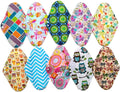 10PCS 14 Inch Overnight Charcoal Bamboo Cloth Reusable Washable Menstrual Pads Sanitary Pads