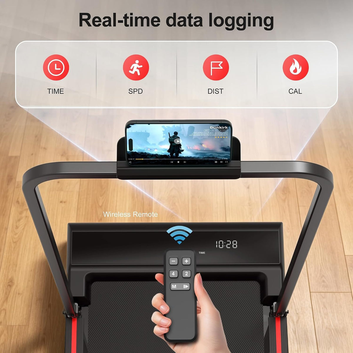 Walking Pad Treadmill for Home - Foldable Treadmills with Handle Bar Mini Portable Walk Pads Under Desk Small Spaces Compact Folding Electric Treadmills Office Walking and Running Machine Terluxra