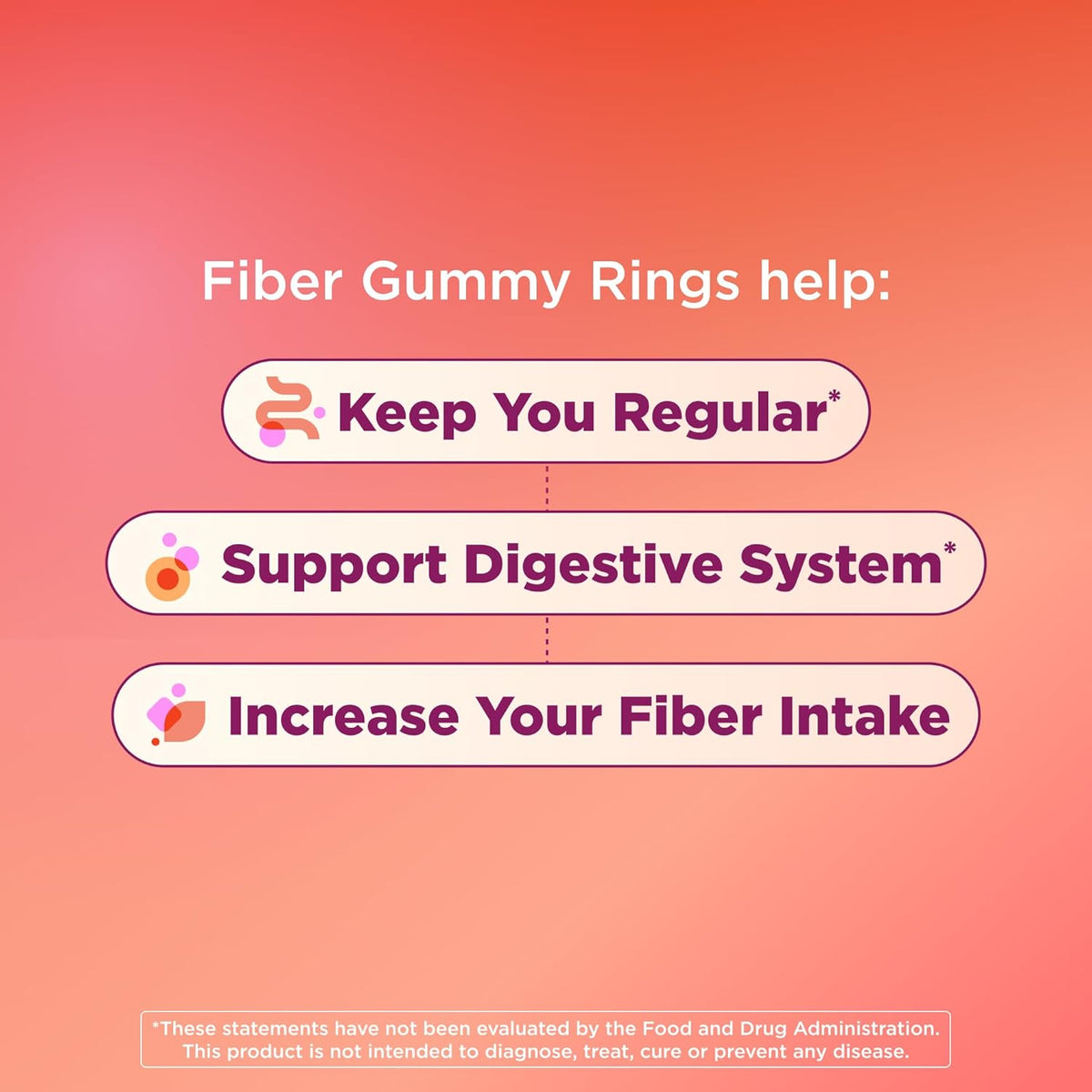 OLLY Fiber Gummy Rings Digestive Health Supplement, Berry Melon - 100 Count