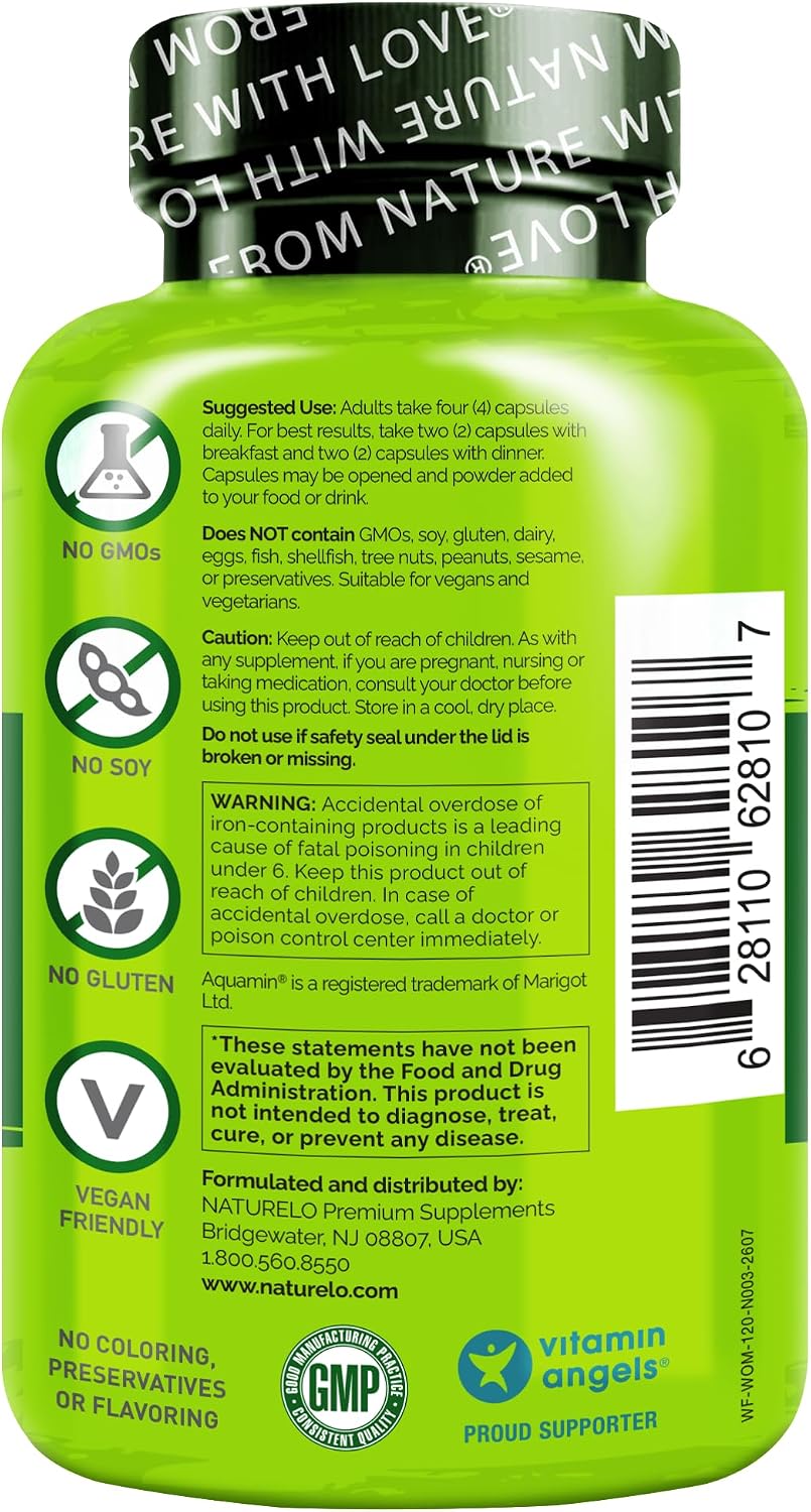 NATURELO Whole Food Multivitamin for Women - with Vitamins, Minerals, & Organic Extracts - Supplement for Energy and Heart Health - Non GMO - 120 Vegan Capsules