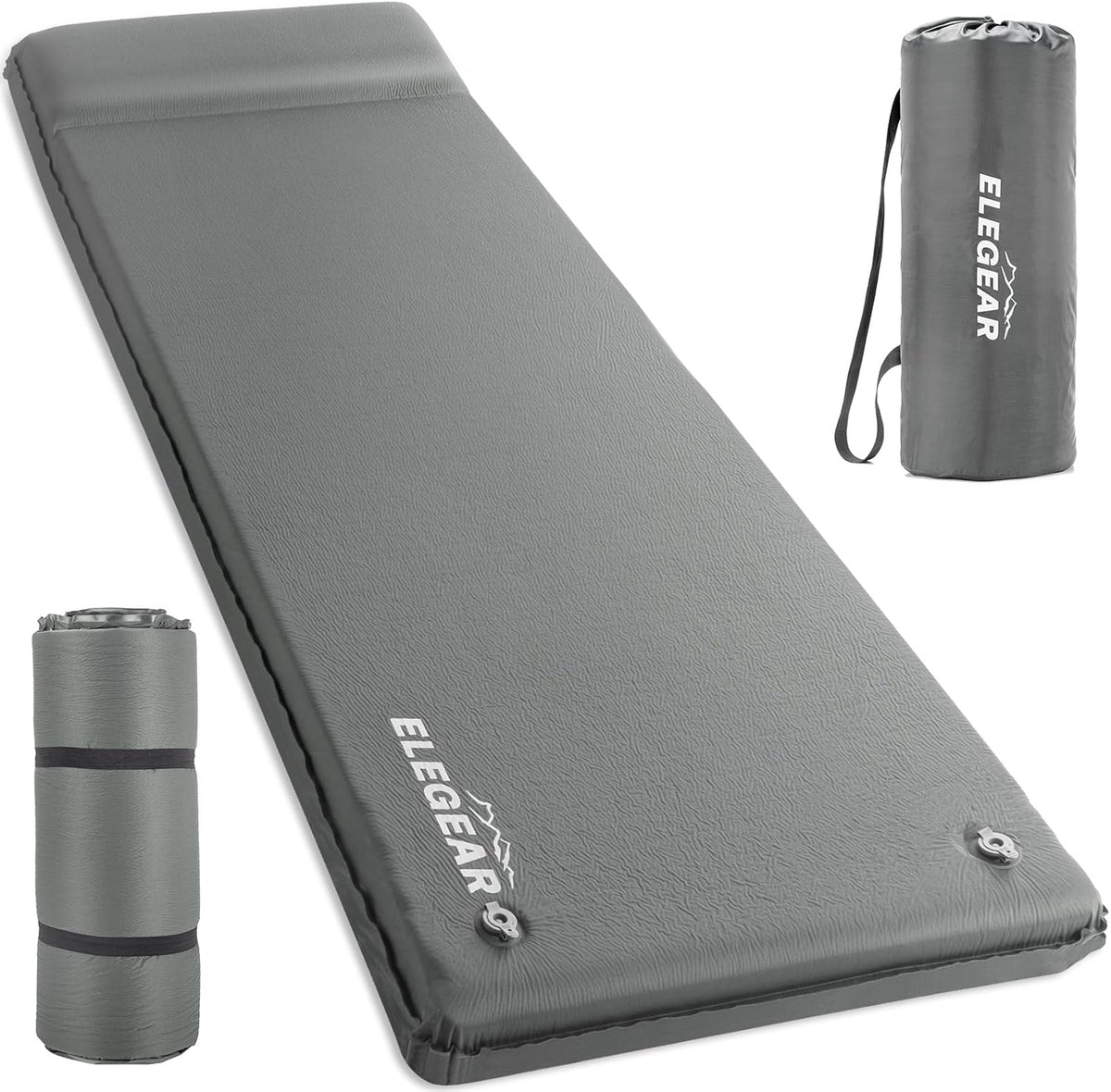 Elegear Self Inflating Sleeping Pad, 3.1" Ultra-Thick Memory Foam Camping Pad with Pillow Fast Inflating in 20s Insulated Camping Mattress Pad 4-Season Camp Sleeping Mat for Camping/Travel/Car/Tent
