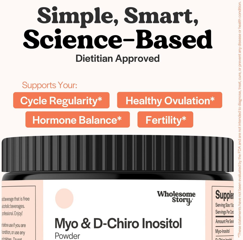 Myo-Inositol & D-Chiro Inositol Powder | 30-Day Supply | 40:1 Ratio | Hormonal Balance & Healthy Ovarian Function Support for Women | Vitamin B8 | Made in USA (2.17 oz)