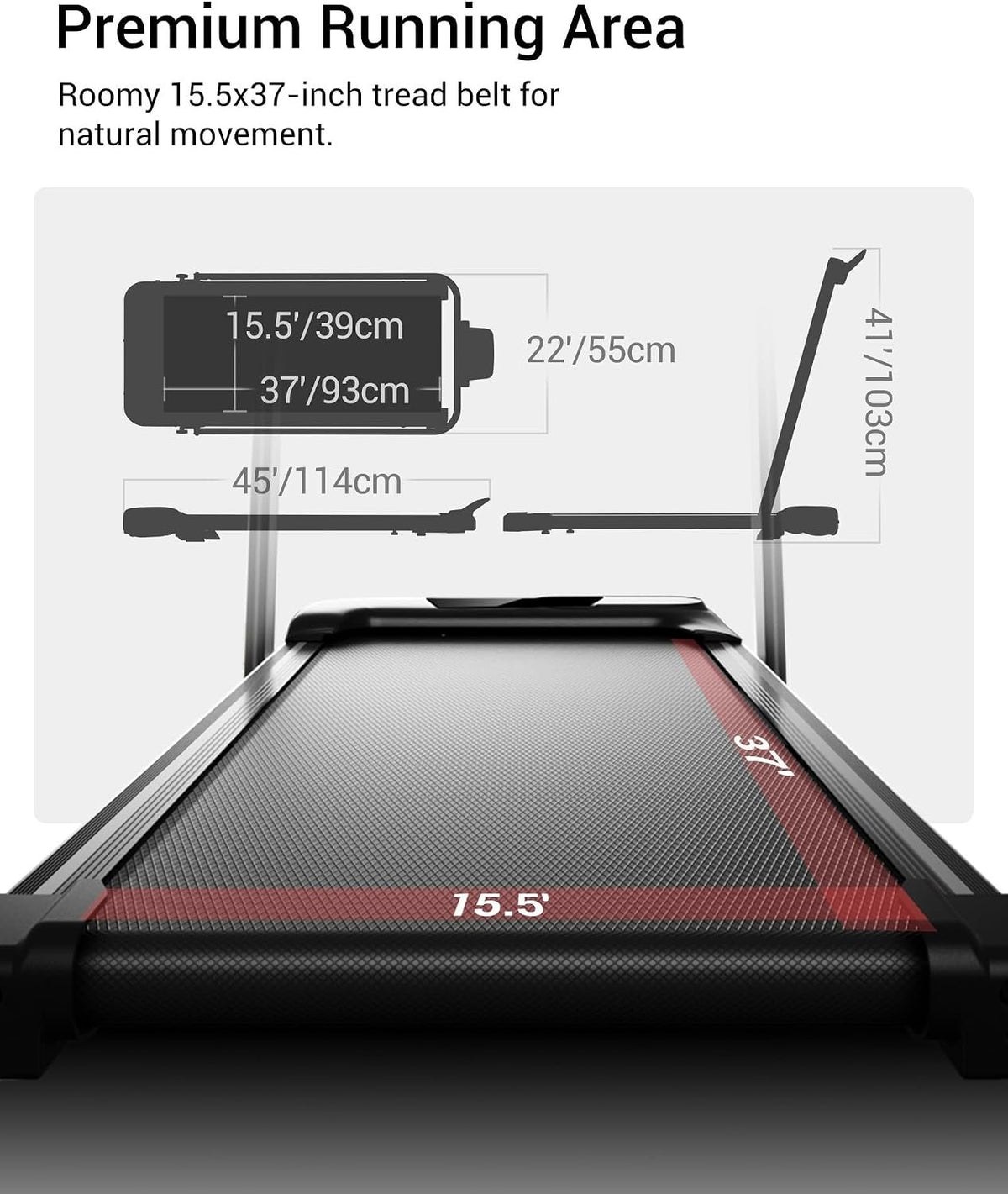 15% Incline Walking Pad Treadmill, Under Desk Treadmills for Home | Foldable Treadmill, Compact, Portable, 2.5HP Brushless, Home Office, Reomte Control, 300Lbs Capacity, LED Display