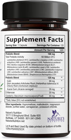 Women’s Probiotics 50 Billion CFU Guaranteed, Vegan Probiotic Strains, Supports Womens Digestive, Immune, Vaginal, & Urinary Health, Delayed Release, No Soy Gluten Nature's Probiotic - 120 Capsules