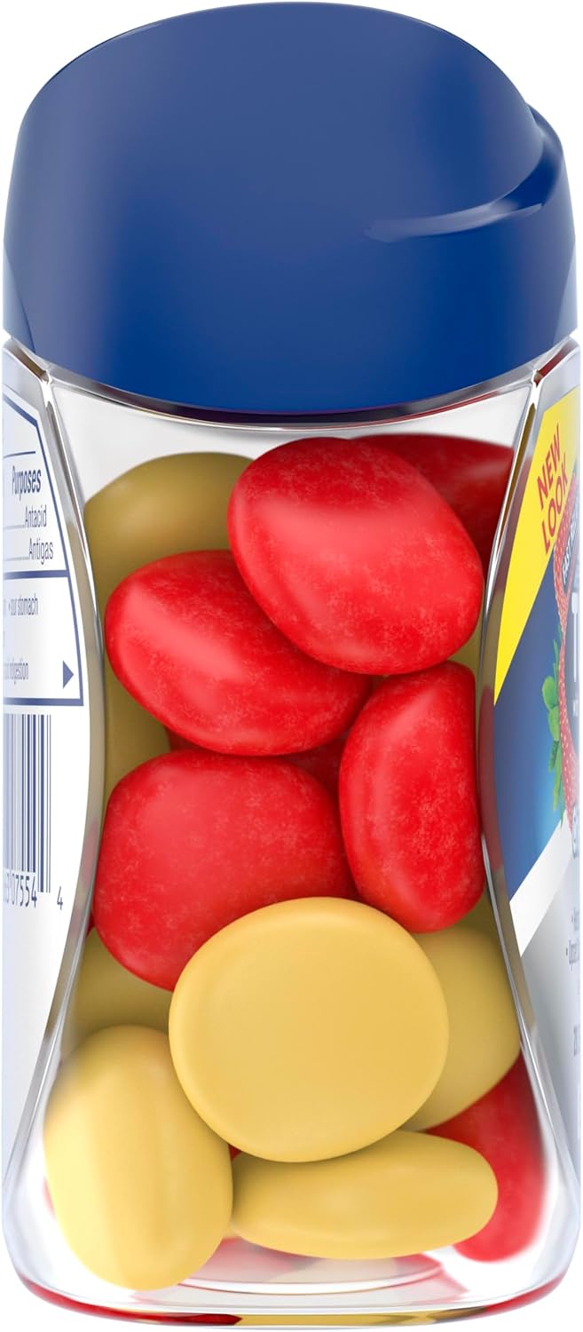 TUMS Chewy Bites Antacid Tablets, Lemon and Strawberry, 28 Count | Ultra Strength Formula, Neutralizes Acid Instantly for Indigestion and Upset Stomach, Multi-Symptom Relief, Gluten Free