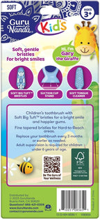GuruNanda Kids Toothbrush with Suction Cup & Fun Animal Designs - Soft Bristles for Healthy Gums- Non-Slippery & Mess-Free Toothbrush, 3+ Age- 4 Count