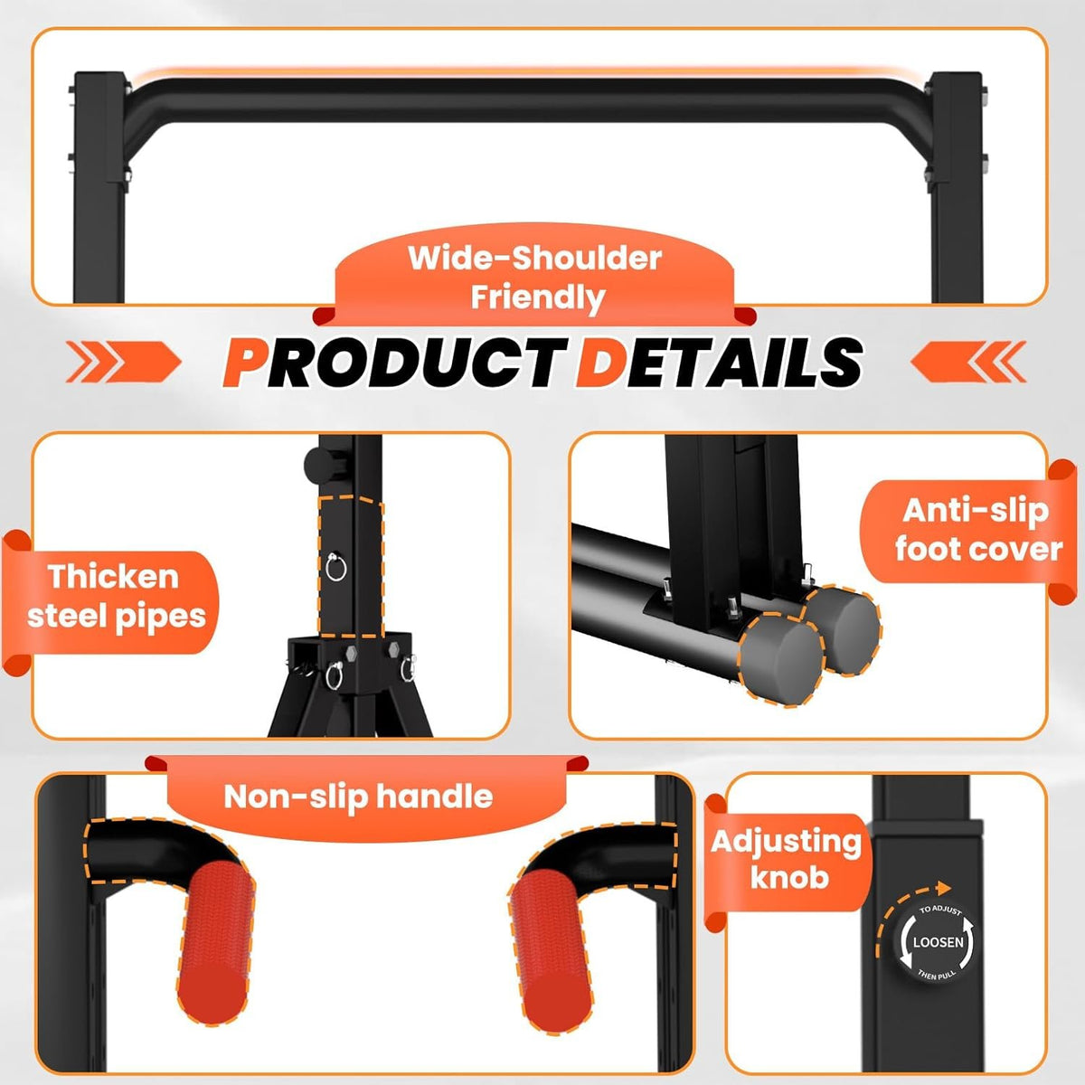 WATBKHE Power Tower Pull Up Dip Station Foldable, Pull Up Bar Station Adjustable, Multi-Function Home Gym, Strength Training Fitness Equipment, Triangular Design, for Home Outdoor