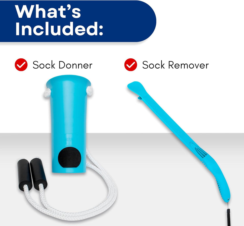 RMS Sock Aid Kit for Men and Women with Limited Mobility | Easy On Easy Off Sock Aid for Putting On and Removing Socks or Stockings Without Bending Down or Reaching Your Feet Easily