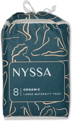 Nyssa Postpartum Pads – Ultra-Absorbent Organic Cotton, 16” Long, Extra-Wide | 32× More Absorbent | Gentle for Sensitive Skin (3 Pack, 24 Pads Total)