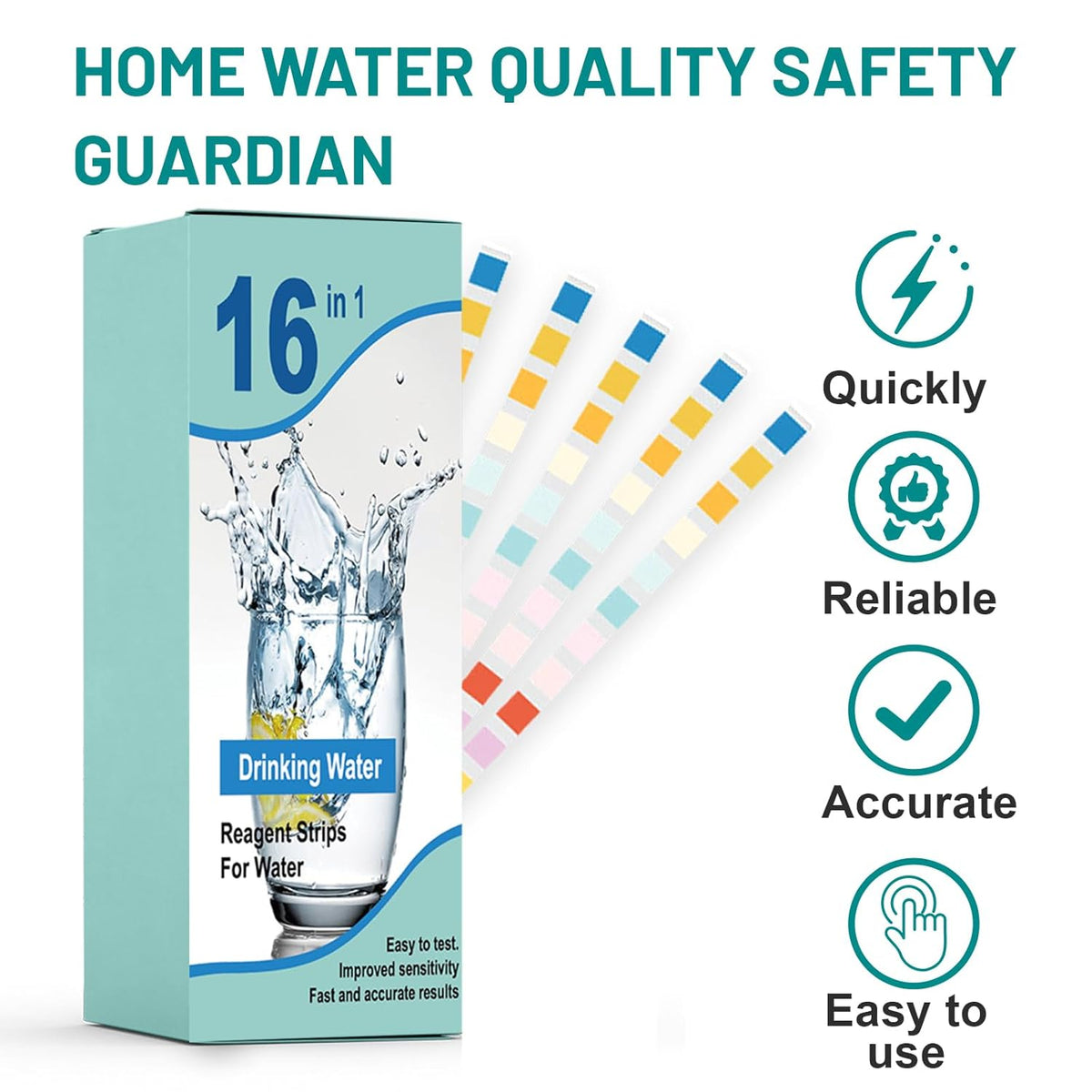 150 Pieces 16 in 1 Water Test Strips, Pool and SPAs Water Test and Drinking Water, Water Test Strips Kit with 16 Parameters, Total Hardness Analysis, pH Test, Alkalinity