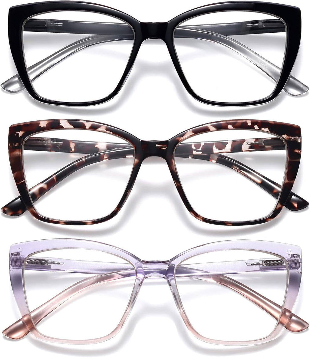 Reading Glasses for Women, 1.50 Fashion Oversized Blue Light Readers | TR90 Lightweight Cat Eye Frames Spring Hinge Eye Glasses with Blue light Protection for All Day Comfort wear & Anti Eyestrain