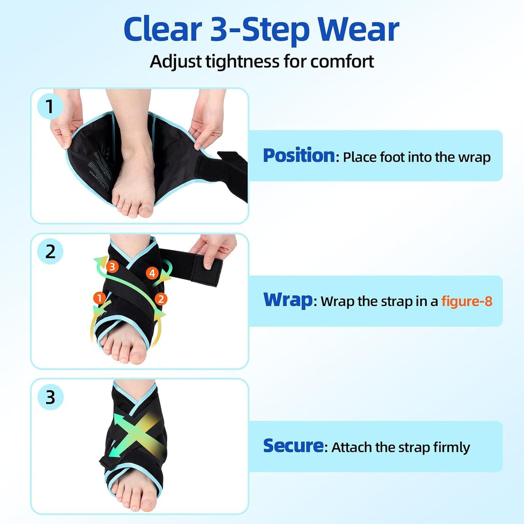 Comfytemp Ankle Foot Ice Pack Wrap for Plantar Fasciitis Relief, Heel Pain