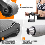 Portable Ab Roller Wheel with Knee Pad & Storage Bag, Foldable Design Quiet Wheels with Smooth Bearings, At Home Gym Travel for Strength Training