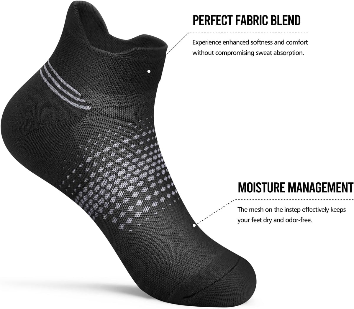 PAPLUS Ankle Compression Socks for Women, 6 Pairs Cushioned Running Socks | Athletic Socks for Women with Arch Support for Hiking, Walking, Camping, Climbing, Jogging, Traveling and Daily Wear