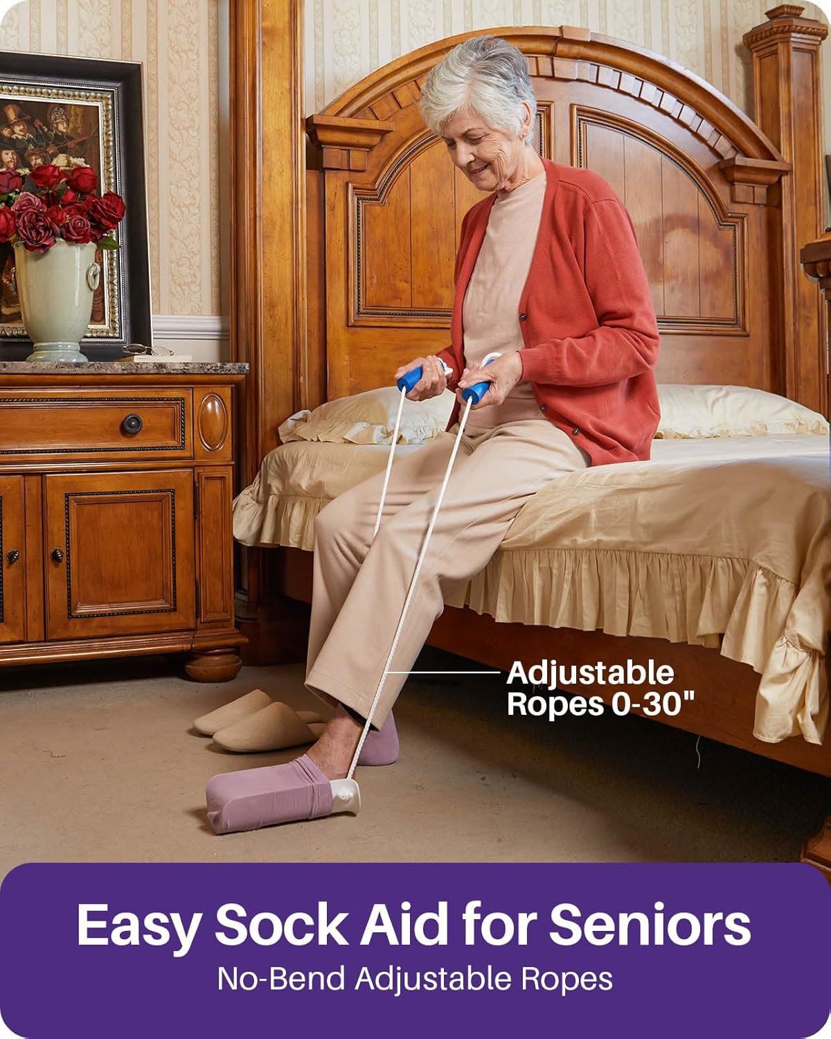 KEKOY Sock Aid for Putting on Socks, 4" Foot Width, No Bending
