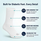 Doctor's Choice Diabetic Crew Socks for Men, Non-Binding Top, Seamless Toe | Fully Cushioned Footbed, Moisture-Wicking Fabric, Four-Way Stretch
