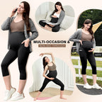 Ipletix Maternity Capris Leggings with Pockets Pregnancy Yoga Pants