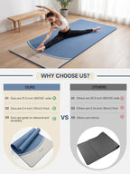 EaseUp 10mm Thick Yoga Mat, 73"×31.5" Extra Wide, Non-Slip with Strap | Extra thick 0.4inch yoga mats for Yoga,Exercise,Pilates and Fitness, for Women Men Home Workout