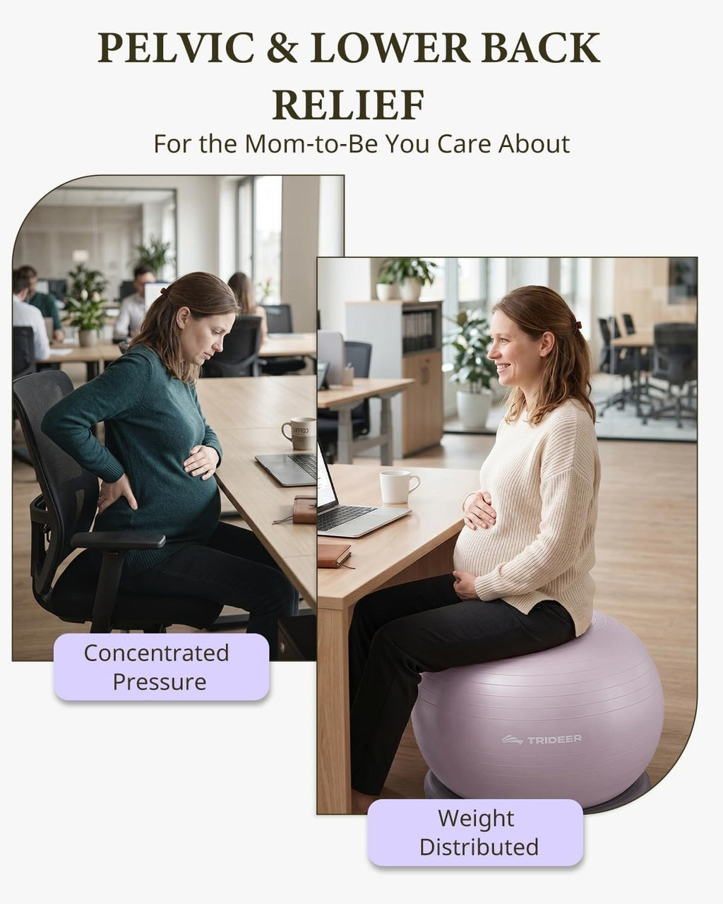 Trideer Exercise Ball Chair – Yoga Ball Chair for Office, Pregnancy & Home