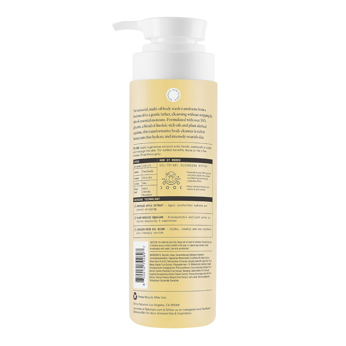 Naturium The Glow Getter Multi-Oil Hydrating Body Wash, Gentle Cleanser, 16.9 oz