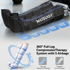 Sequential Leg Compression Massager for Circulation : Full Leg Air Compression Boots for Massage Therapy & Fatigue Relief - 9 Intensity, 6 Modes, 3 Timers for Athletes, Runners, Gym (Medium)