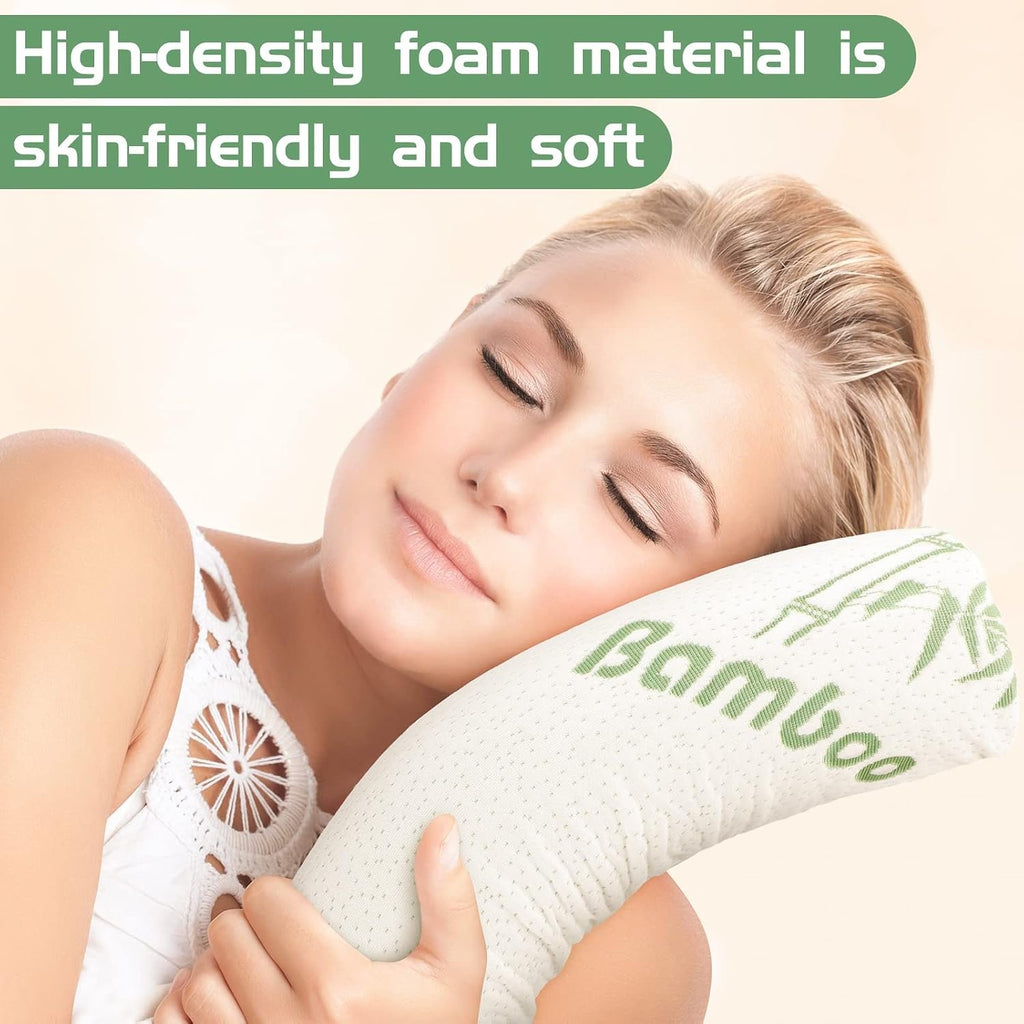 Bucherry 2 Pcs Memory Foam Neck Roll Pillow 18 x 4 Inches