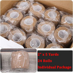 24 Pack Brown Breathable Self Adhesive Bandage Wrap 2 Inch, Multi-Purpose Non-Woven Cohesive Wrap - Vet Wrap | Athletic Tape | Medical Tape, Ankle Sprains, Swelling, Pets.