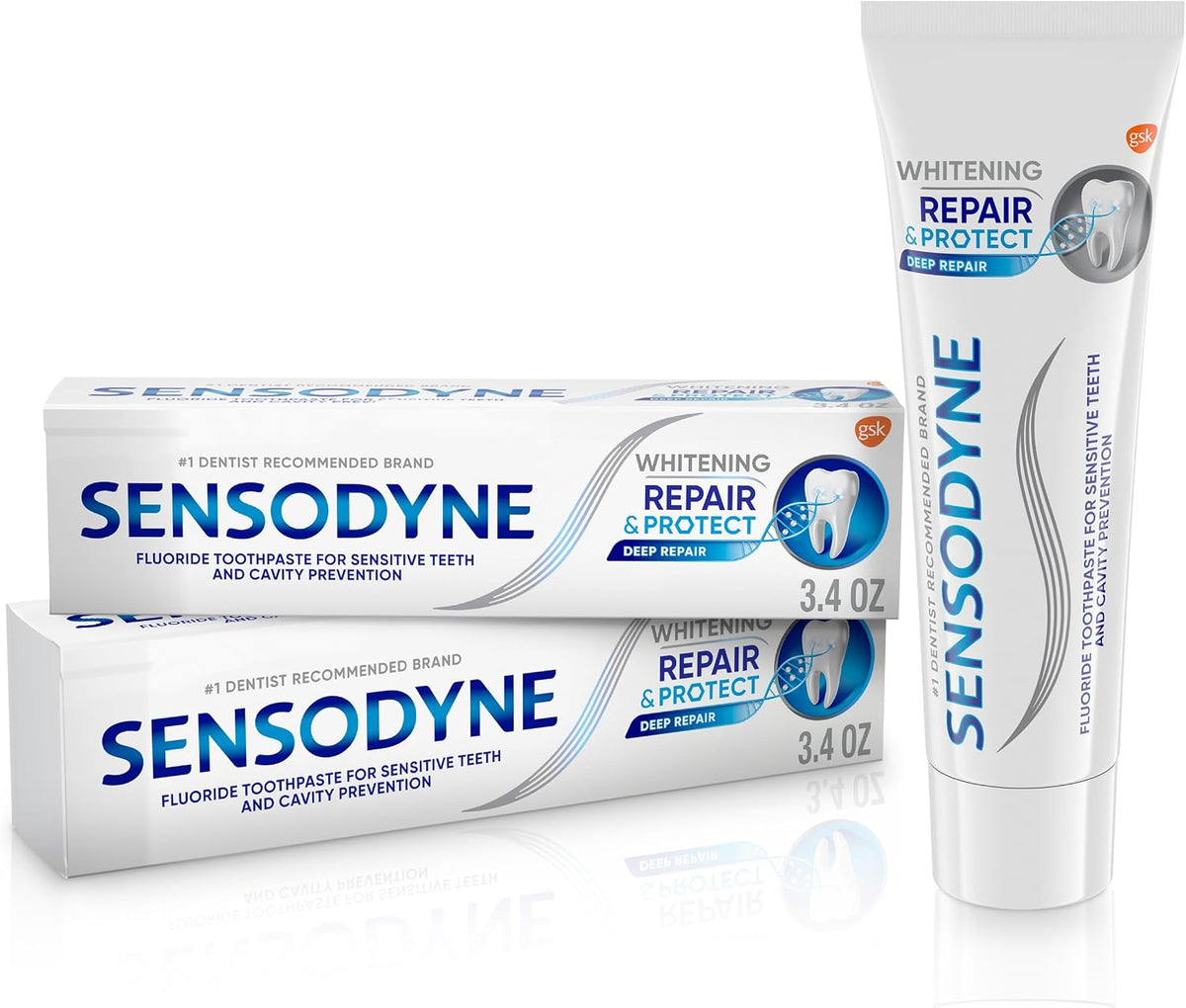 Sensodyne Repair and Protect Whitening Toothpaste, 3.4 oz (Pack of 2) | Toothpaste for Sensitive Teeth and Cavity Prevention