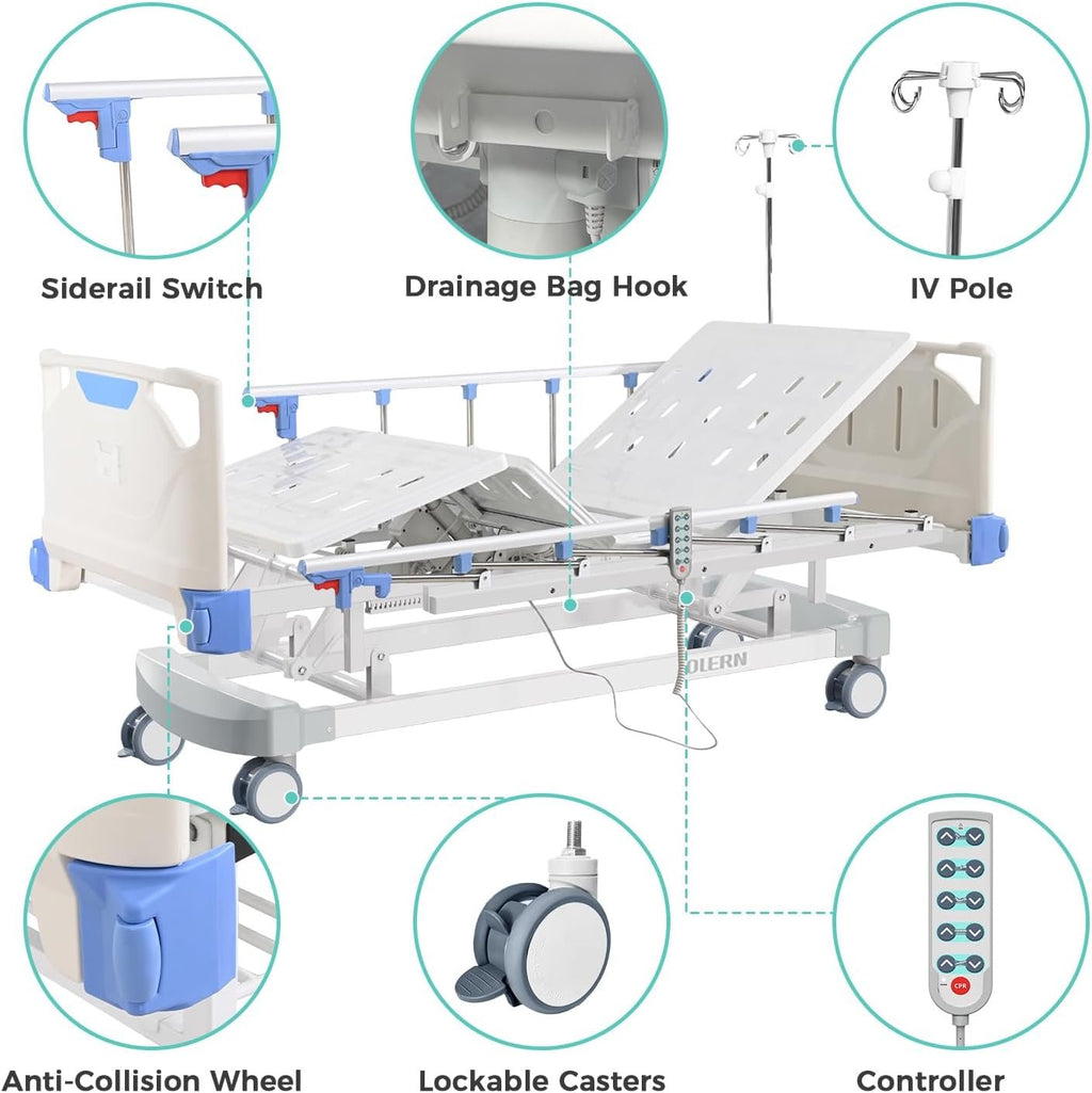 Premium 3 Function Full Electric Hospital Bed,Adjustable Medical Bed
