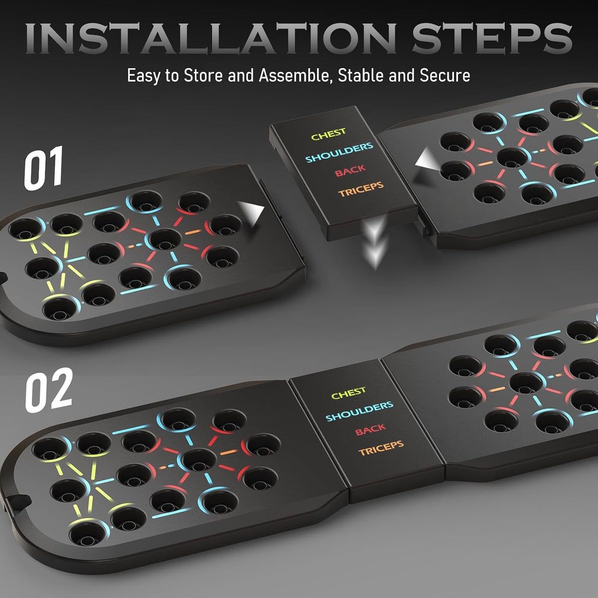 JLoibao Push Up Board, Portable Pushup Board for Men, Foldable Push Up Bar