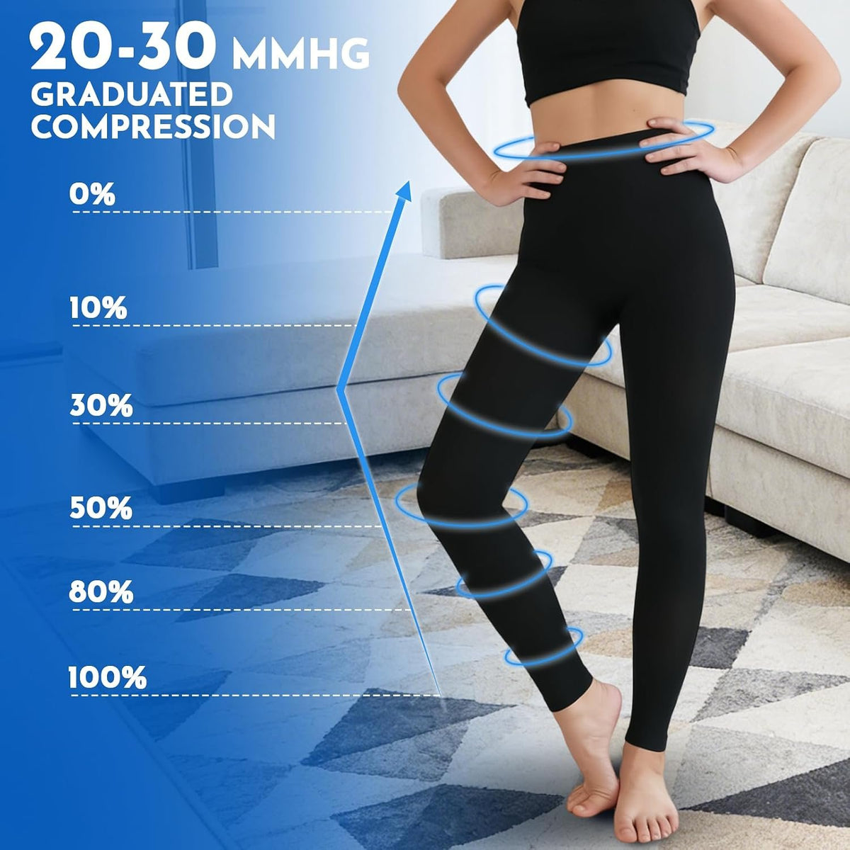 Medical Compression Leggings 20-30mmHg Graduated Support Pantyhose
