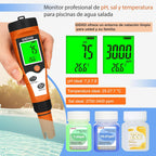 Chlorine, pH and Salinity Pools Meter, 7 in 1 pH FAC, Salt, ORP, EC, TDS and Temp with Calibration Solution, Chlorine Meter for Swimming Pools, Aquariums, Hydroponics and Drinking Water