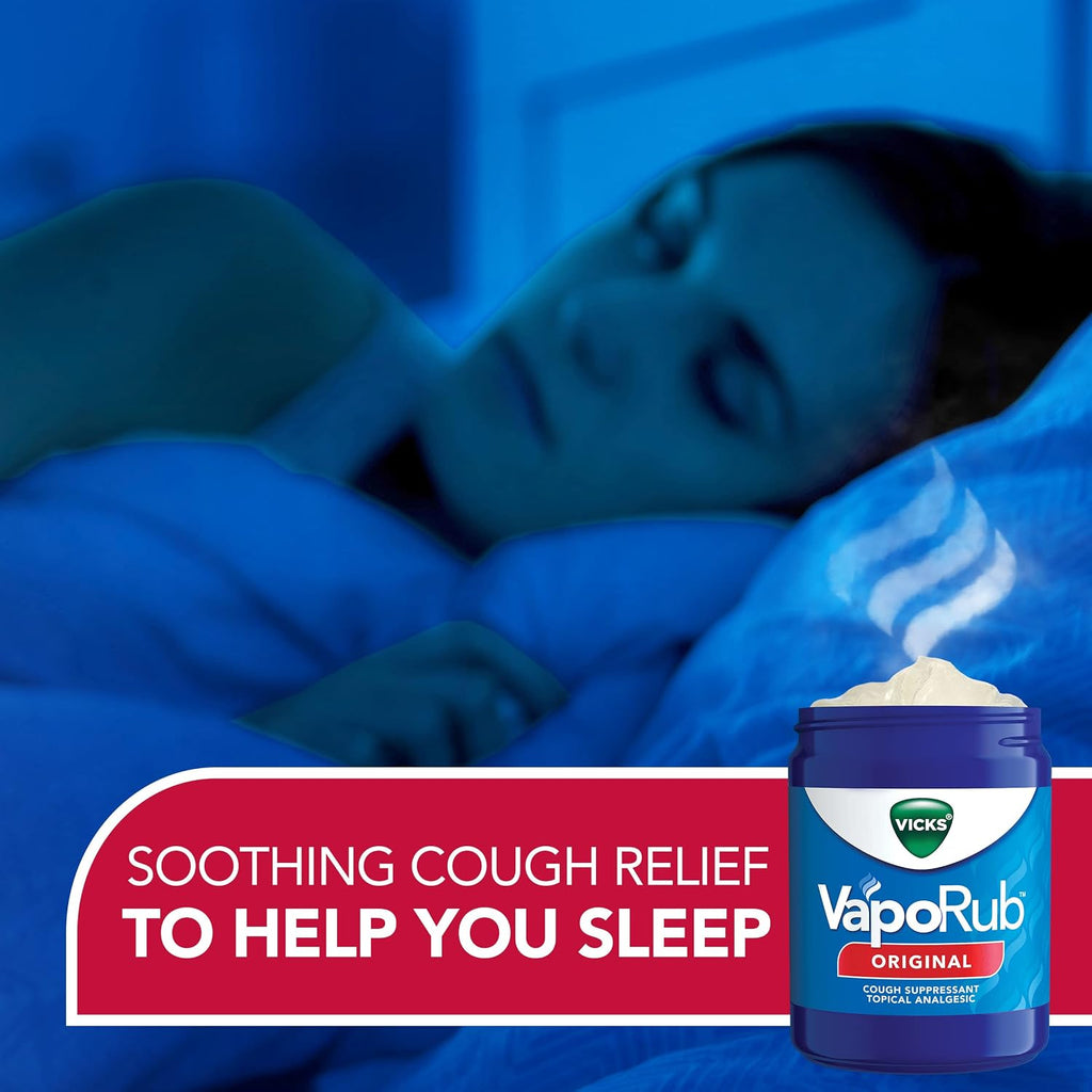 Vicks VapoRub, Original, Cough Suppressant, Topical Chest Rub & Analgesic Ointment, Medicated Vicks Vapors, Relief from Cough Due to Cold, Aches & Pains, 1.76oz each (pack of 3)