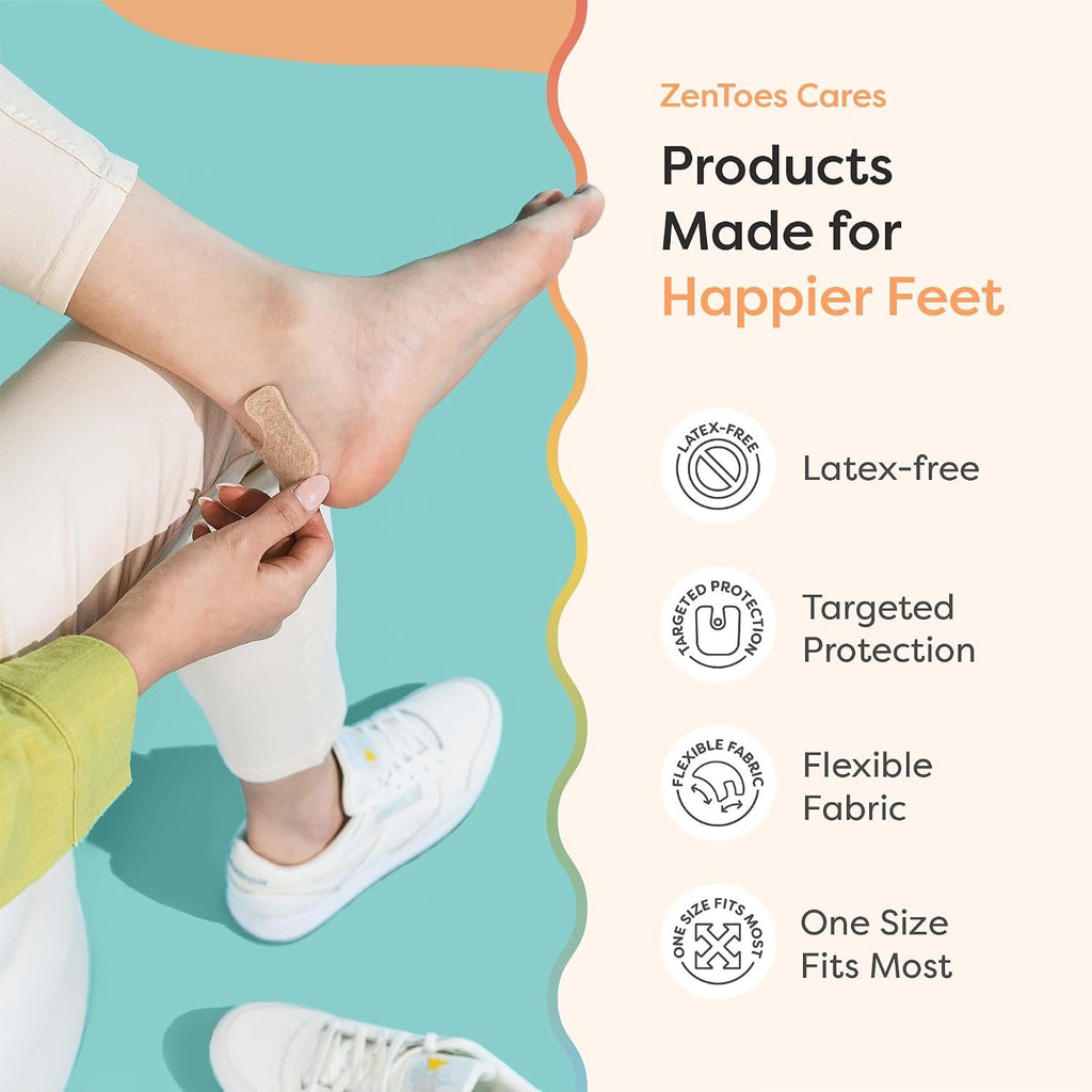 ZenToes U-Shaped Felt Callus Pads, Self-Stick Cushions, 24 Count | Thick padding offloads pressure from that one stubborn spot, stays put all day. Trim to fit, latex-free
