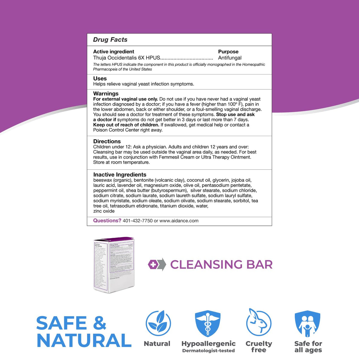 Femmesil Vaginal Antifungal Soap for Yeast Infection Relief for Women, Vaginal Itch & Irritation, Dermatologist Tested & Hypoallergenic Approved. All-Natural Vagina Soap Bar (75gm)